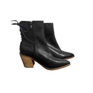 Beast Fashion NWT Aster Ankle Boot Size 6.5M Black Western Block Heel Bootie